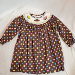 Mermellata 💝Brown Polka Dot Smocked dress size 2T